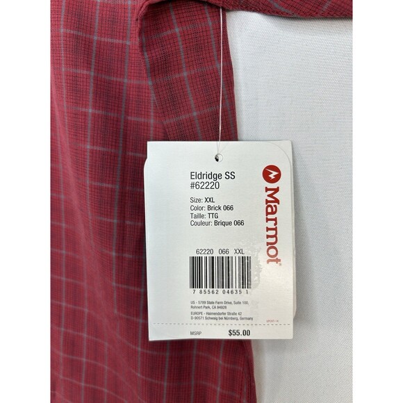 Marmot Shirt Men's Eldridge SS Button Down Red Plaid Short Sleeve New - Picture 9 of 9
